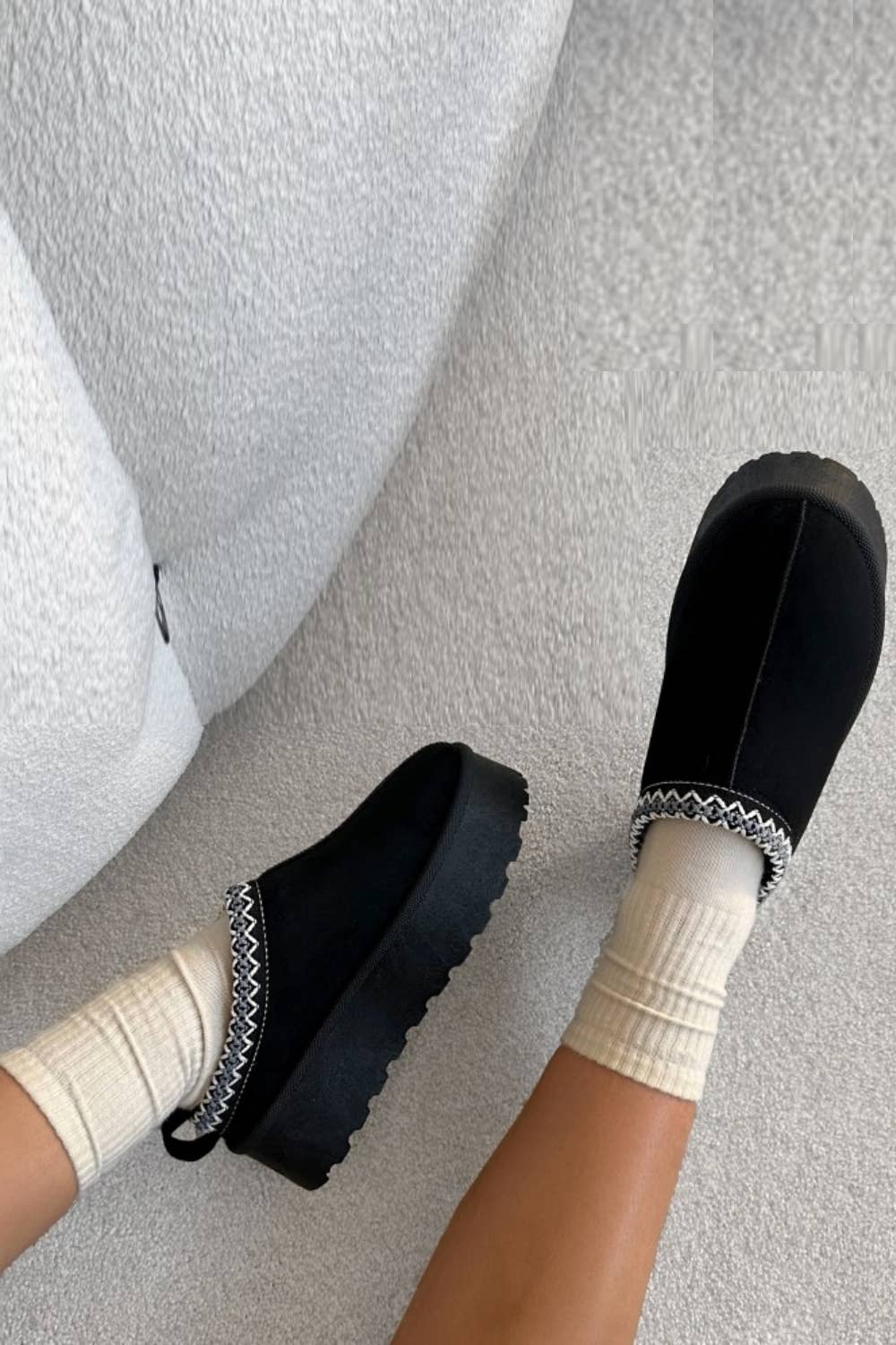 Women's Faux Fur Lined Slipper Platform Sliders Aztec Mules