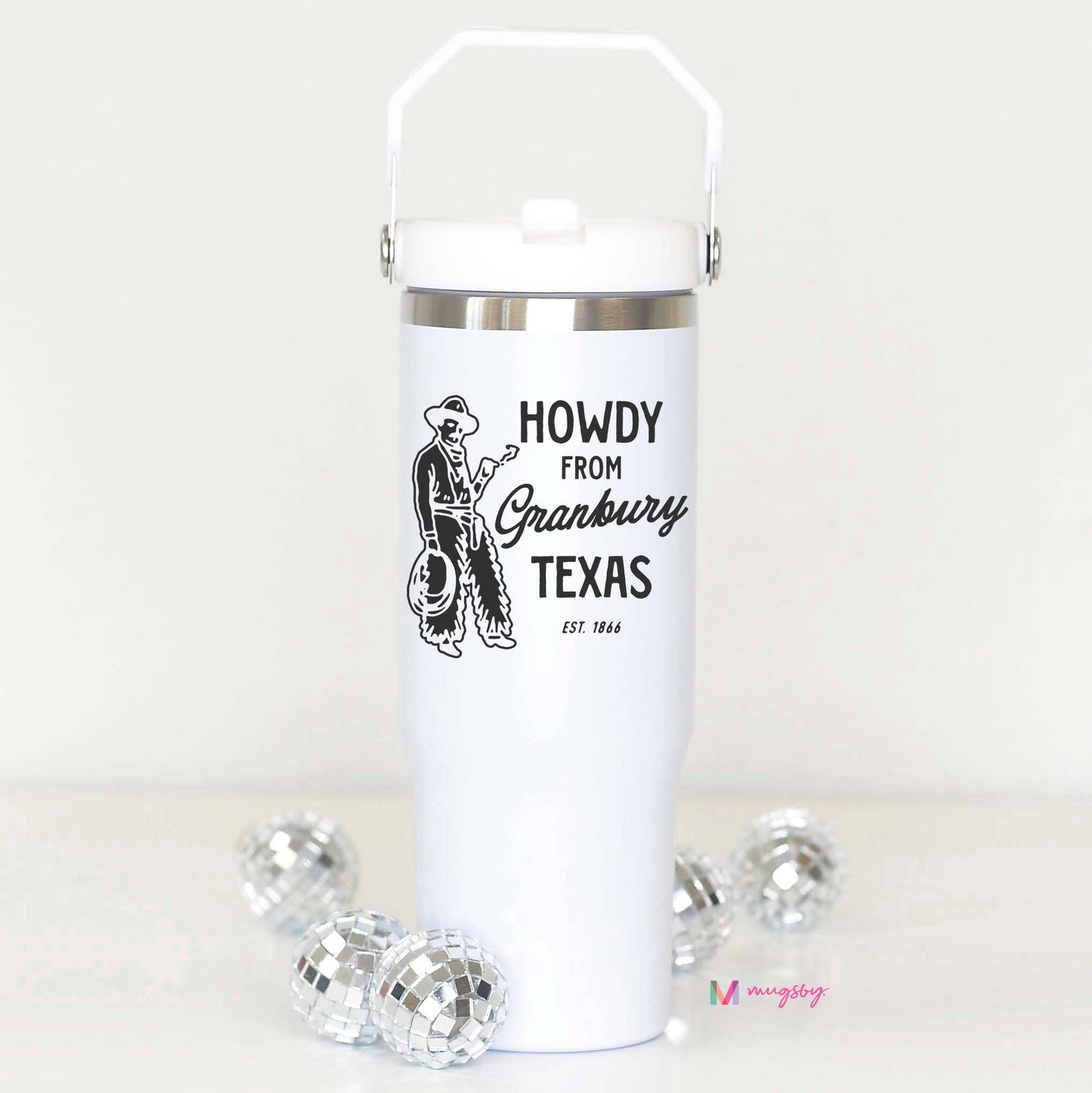 Howdy From Stainless Steel Flip Lid Cup, Personalized City