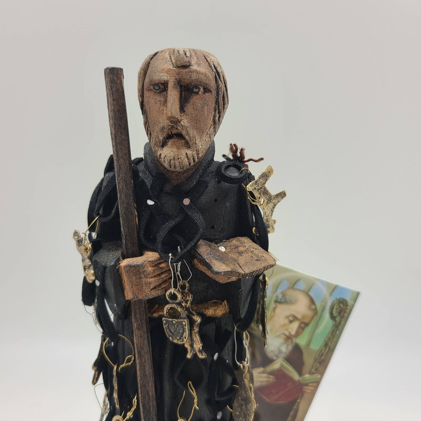 MXMLBN- Handmade San Benito Wood Carving with Milagros