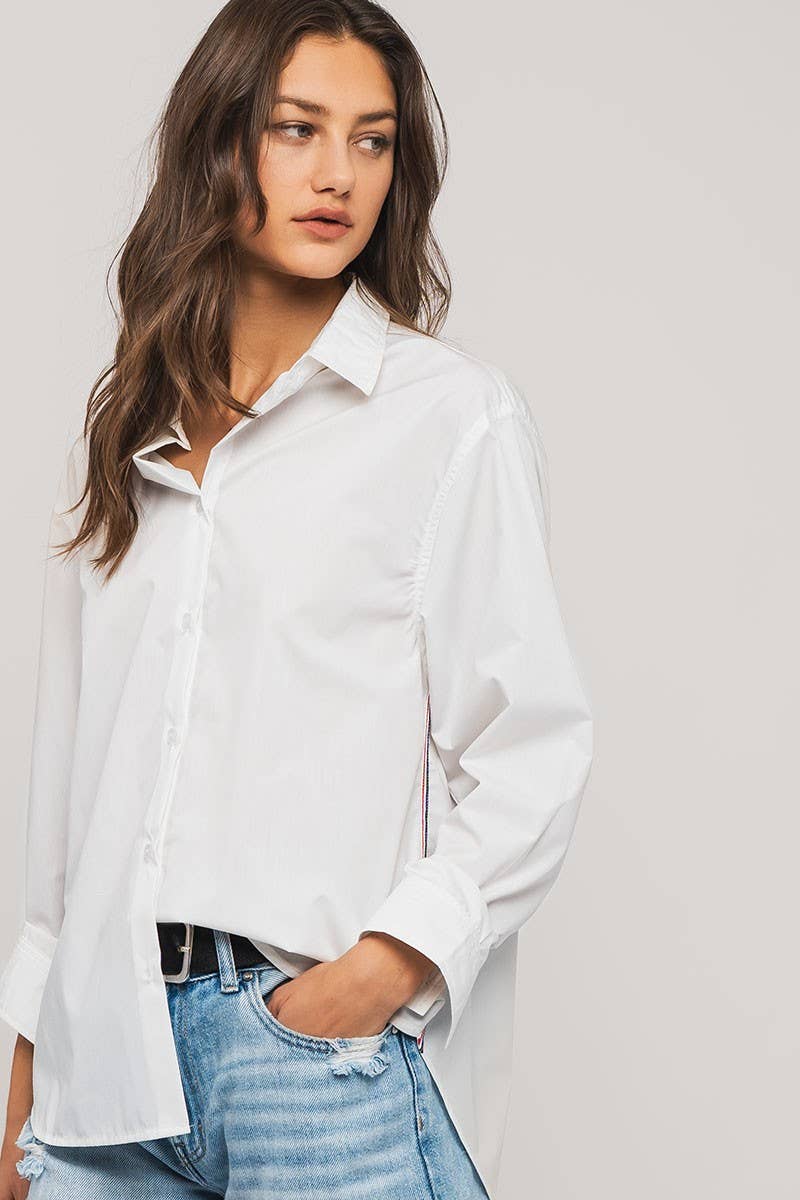 Twill Tape Detail and Button Down Casual Shirt