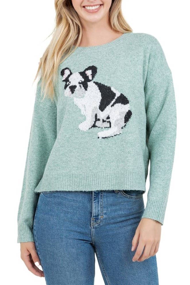 Frenchie Pup Knit Sweater