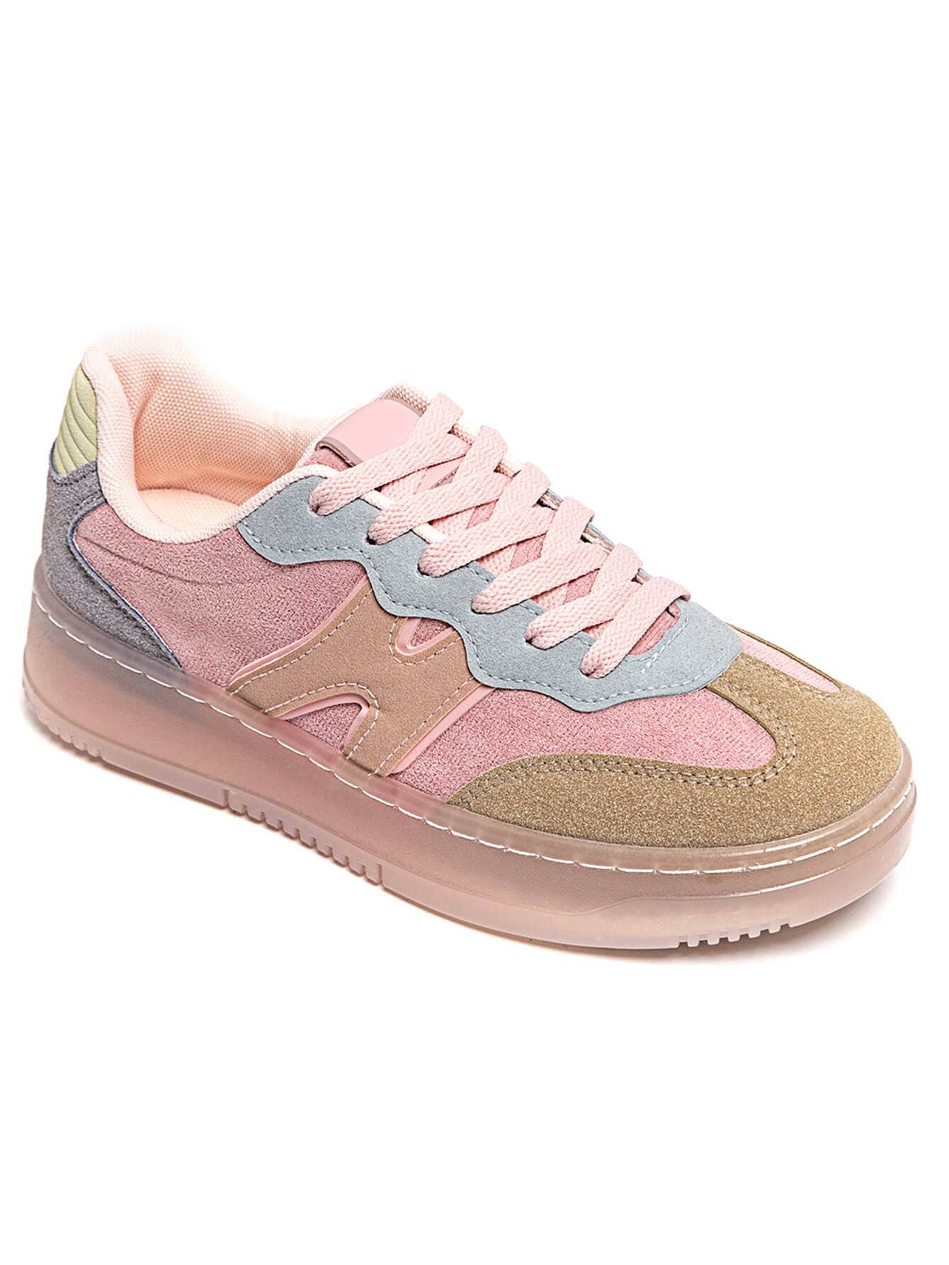 CLASSIC STREET COLOUR CONTRAST FAUX SUEDE LACE UP SNEAKERS