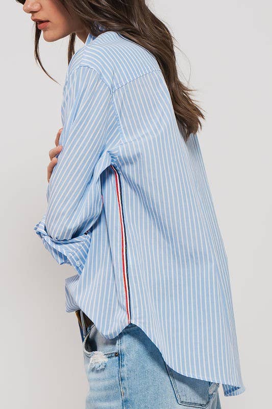 Twill Tape Detail and Button Down Casual Shirt