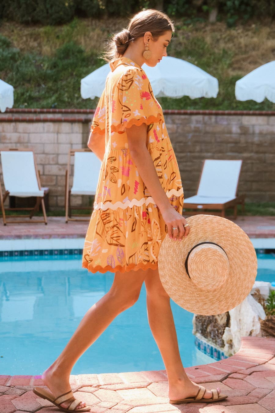 Conversational Printed Baby Doll Mini Dress