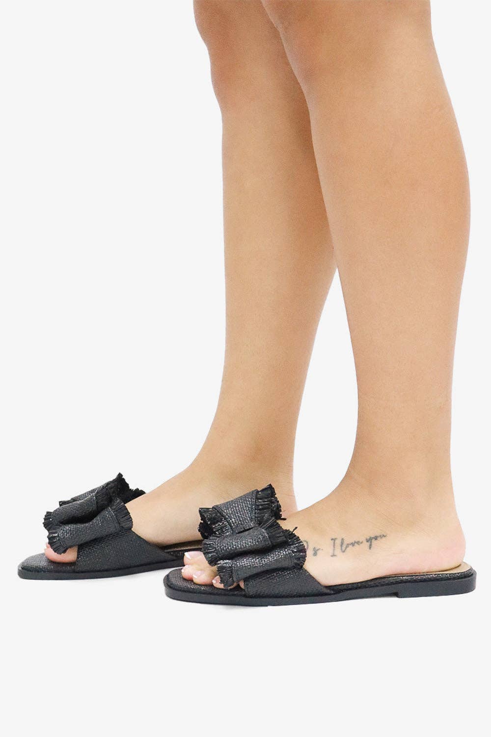 RESORT STAY - Raffia Bow Sandals, Beach Slide, Summer Flat