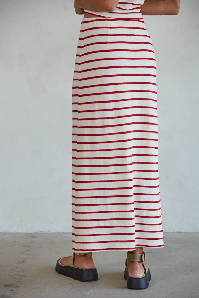 RJ3427 | Knit Cotton Rayon Striped Pencil Skirt