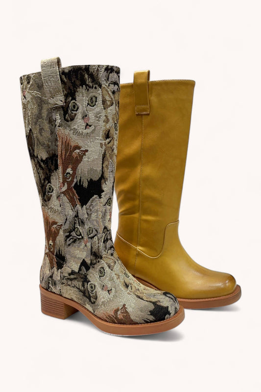 GARY-06 SEMI SQUARE TOE TALL BOOTS