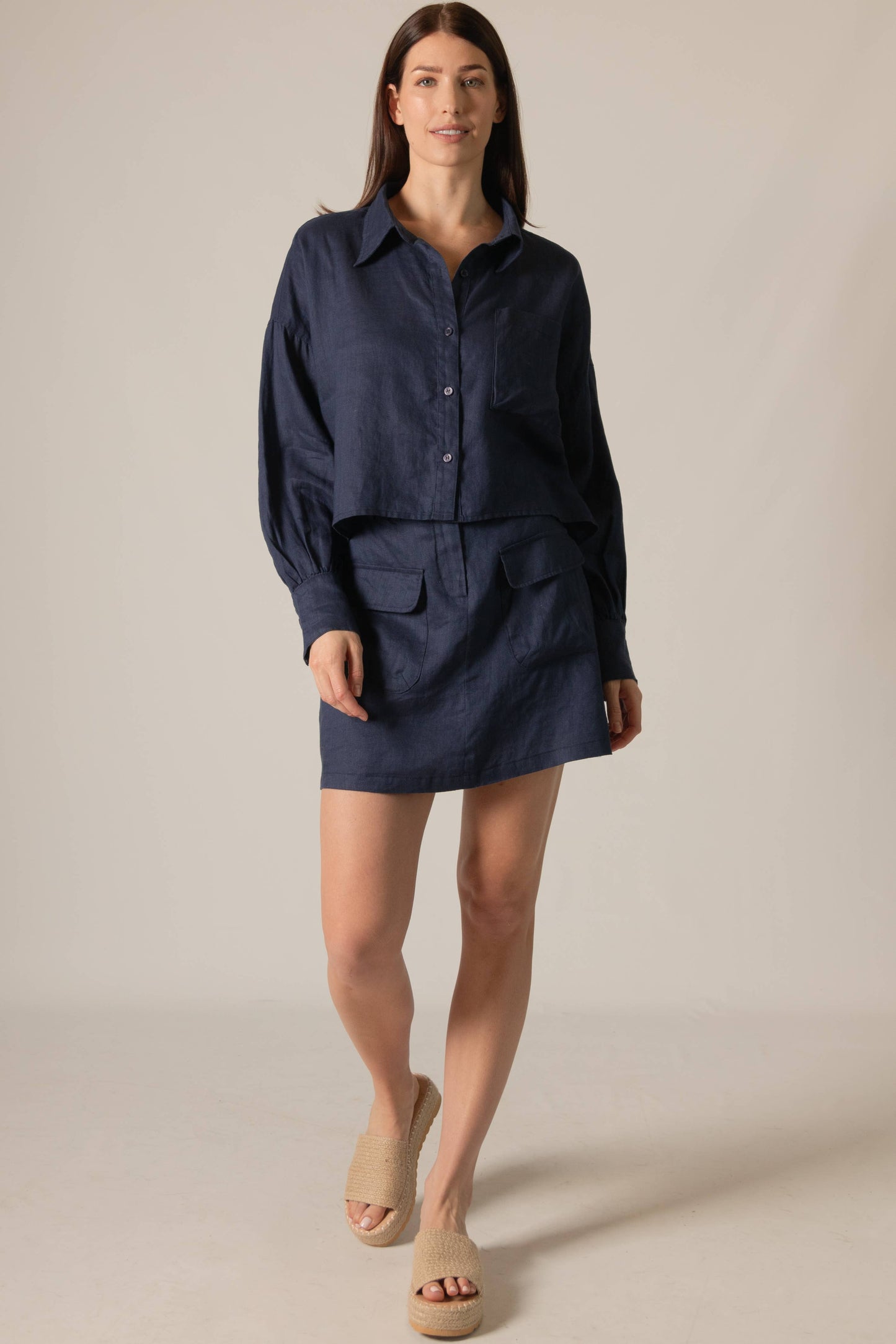 P.CILL Linen Cargo Style Skort