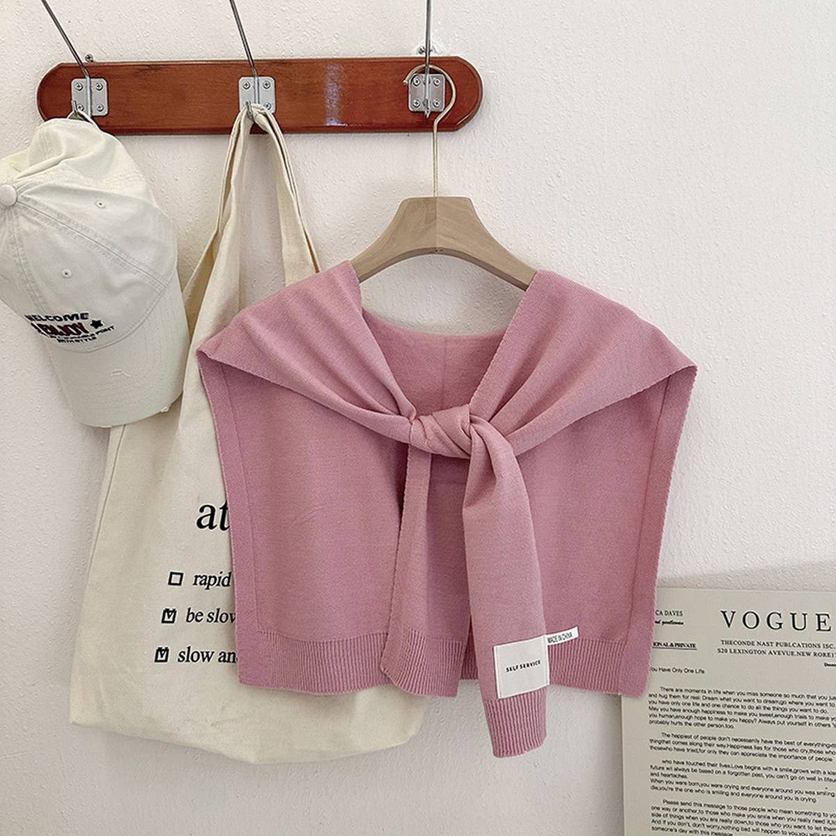 Solid Color Knitted Knotted Shawl–Casual & Cozy _CWASC0757