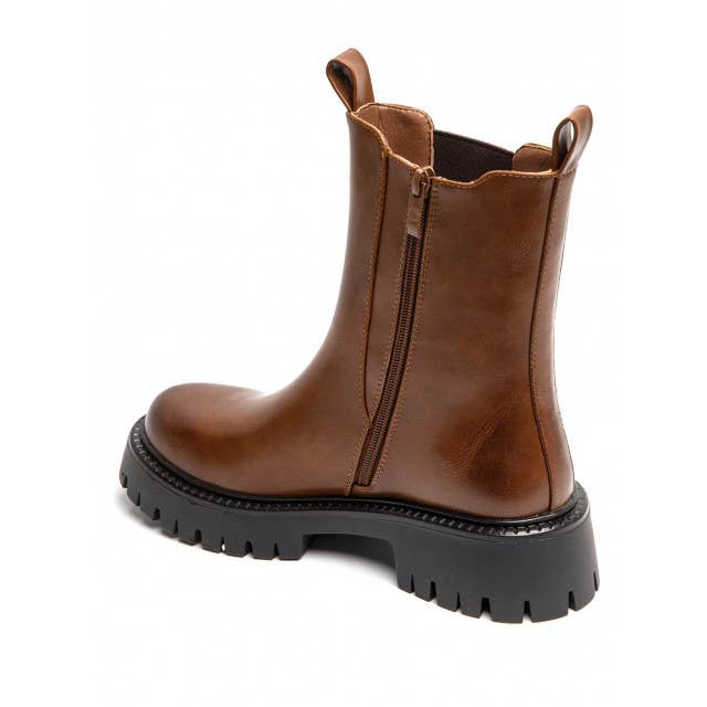 Women's Flat Chunky Classic Chelsea Pull On Ankle Boots