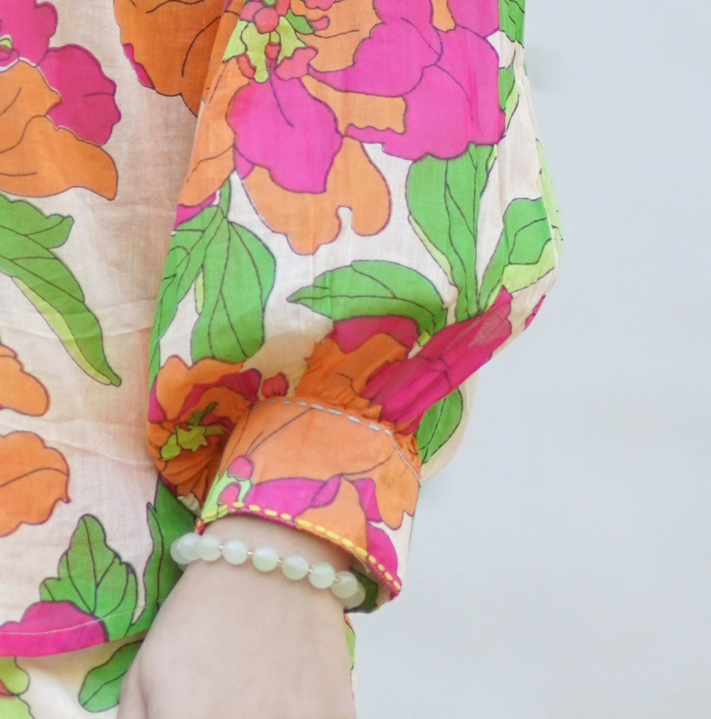 Anela Floral Print Top Beige Multi