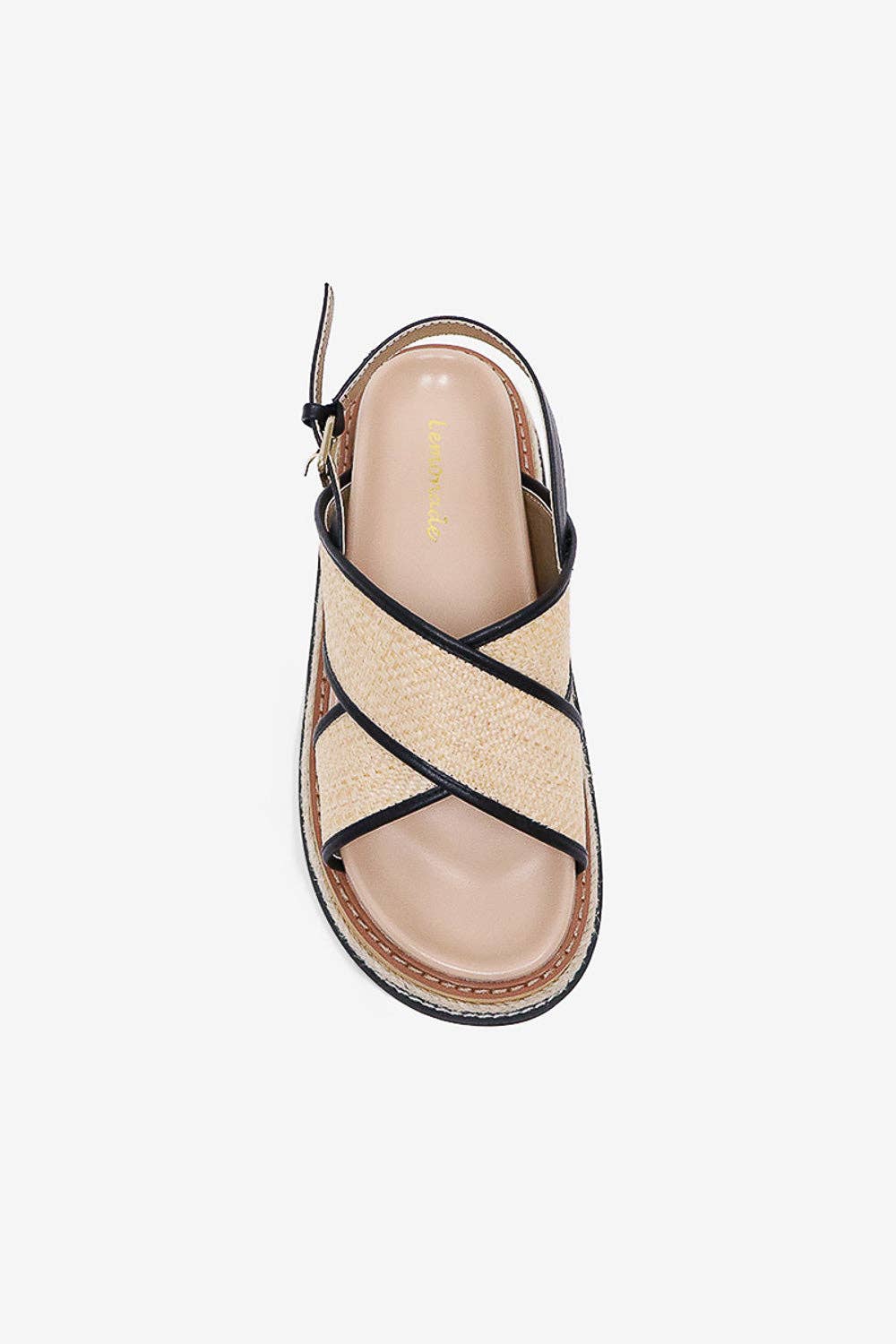 ODI - Tropical Platform Sandals, Woven Straps, Stylish Black
