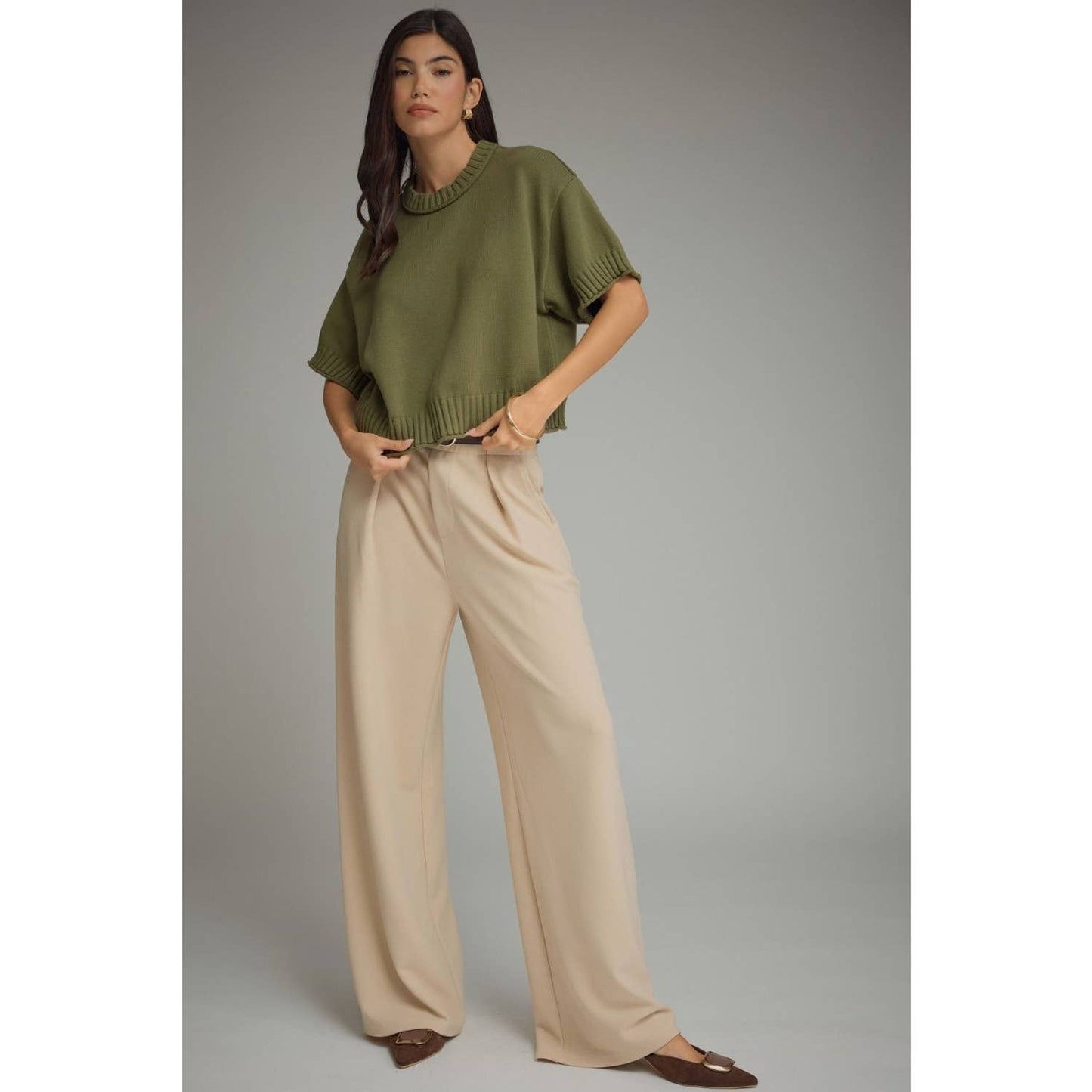 NEW Solid short sleeve knit top