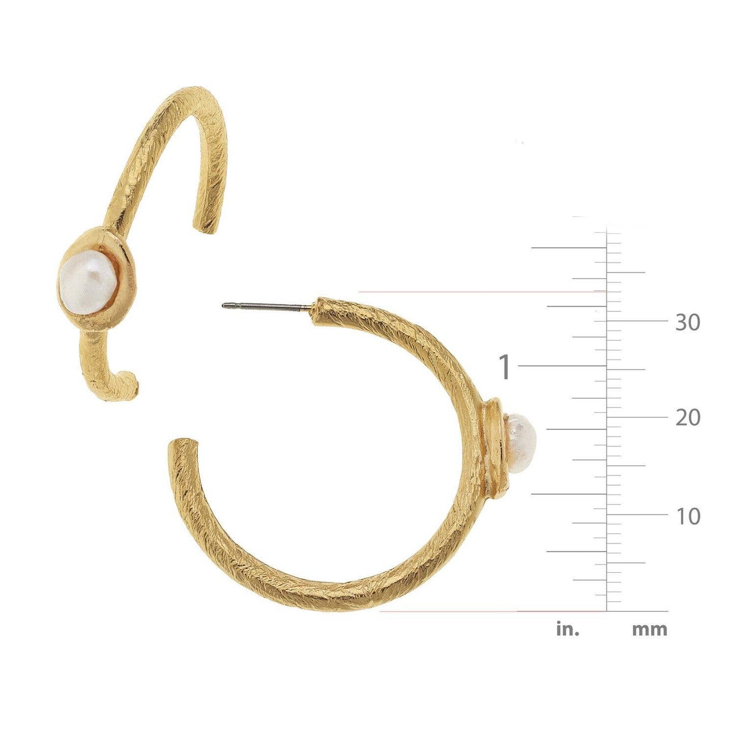 Gold Mini Pearl Hoops