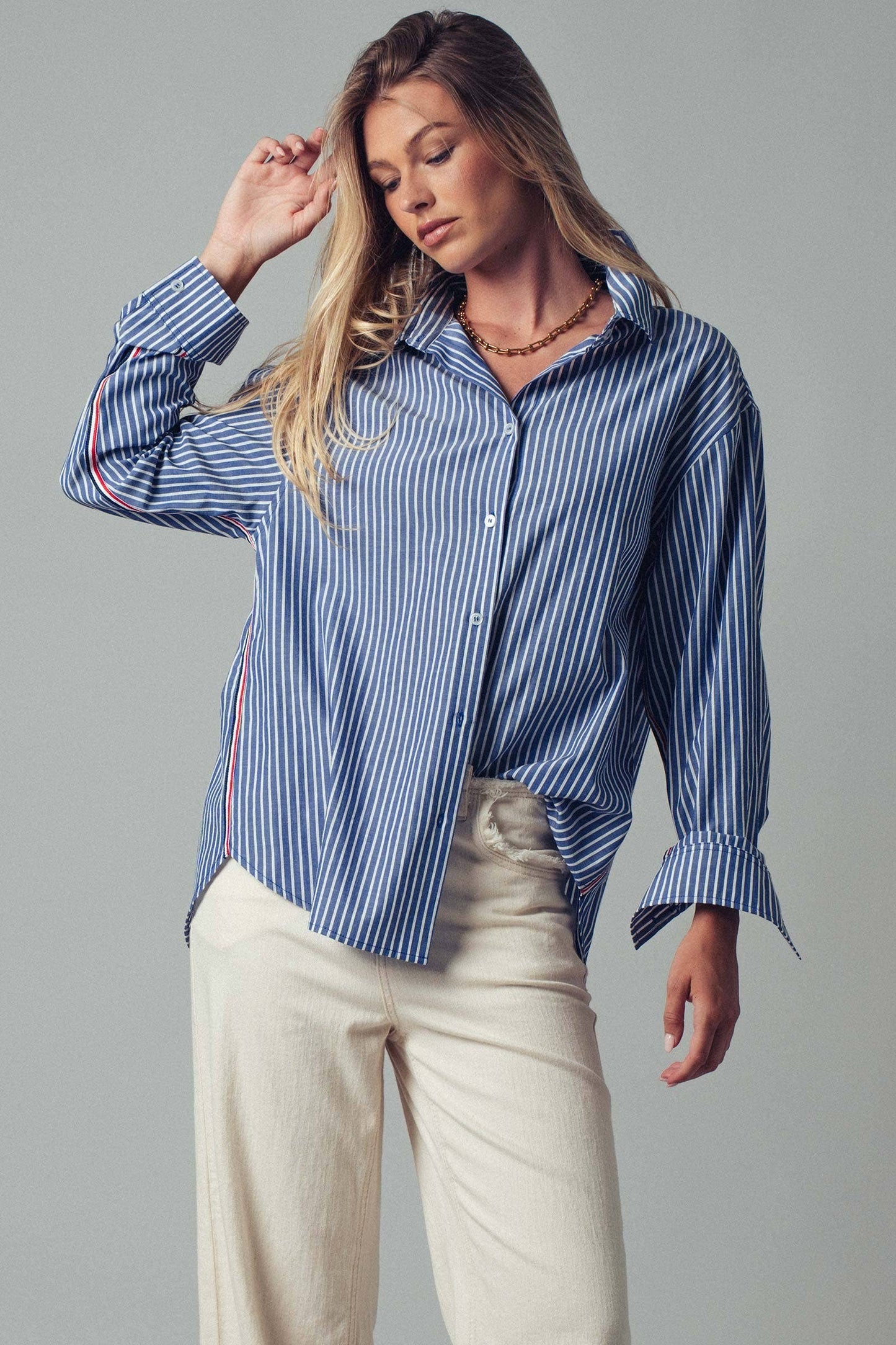 Twill Tape Detail and Button Down Casual Shirt