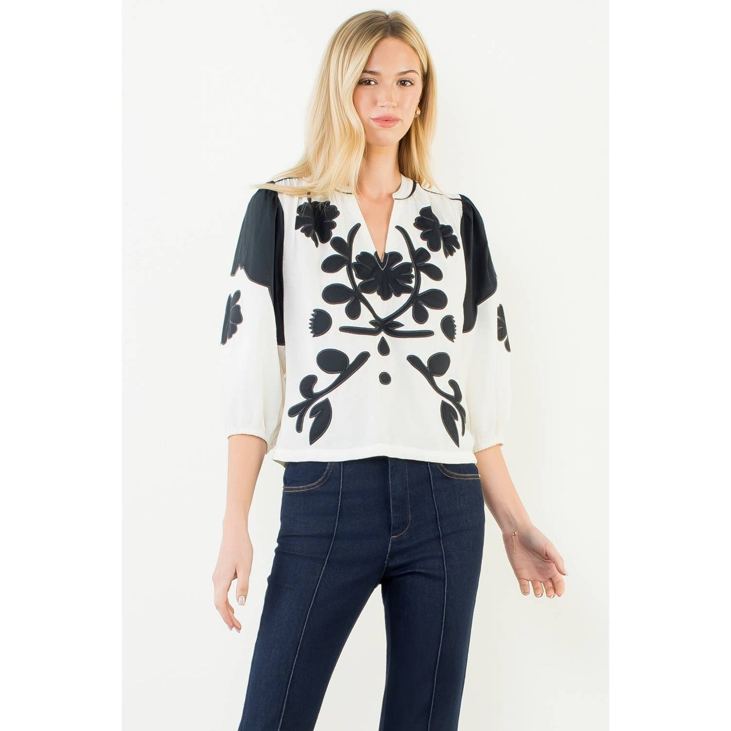 Long Sleeve Pattern Detail Top