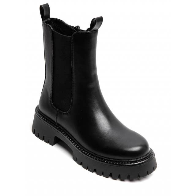 Women's Flat Chunky Classic Chelsea Pull On Ankle Boots