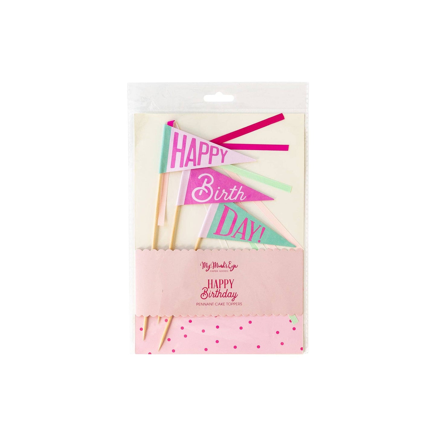 HBD911 - Pink Happy Birthday Cake Topper