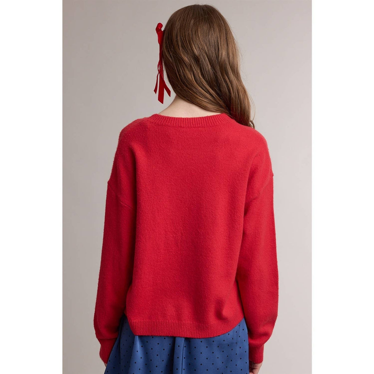 SEQUIN CHRISTMAS TREE LINE ART CREWNECK SWEATER / WL26-13348