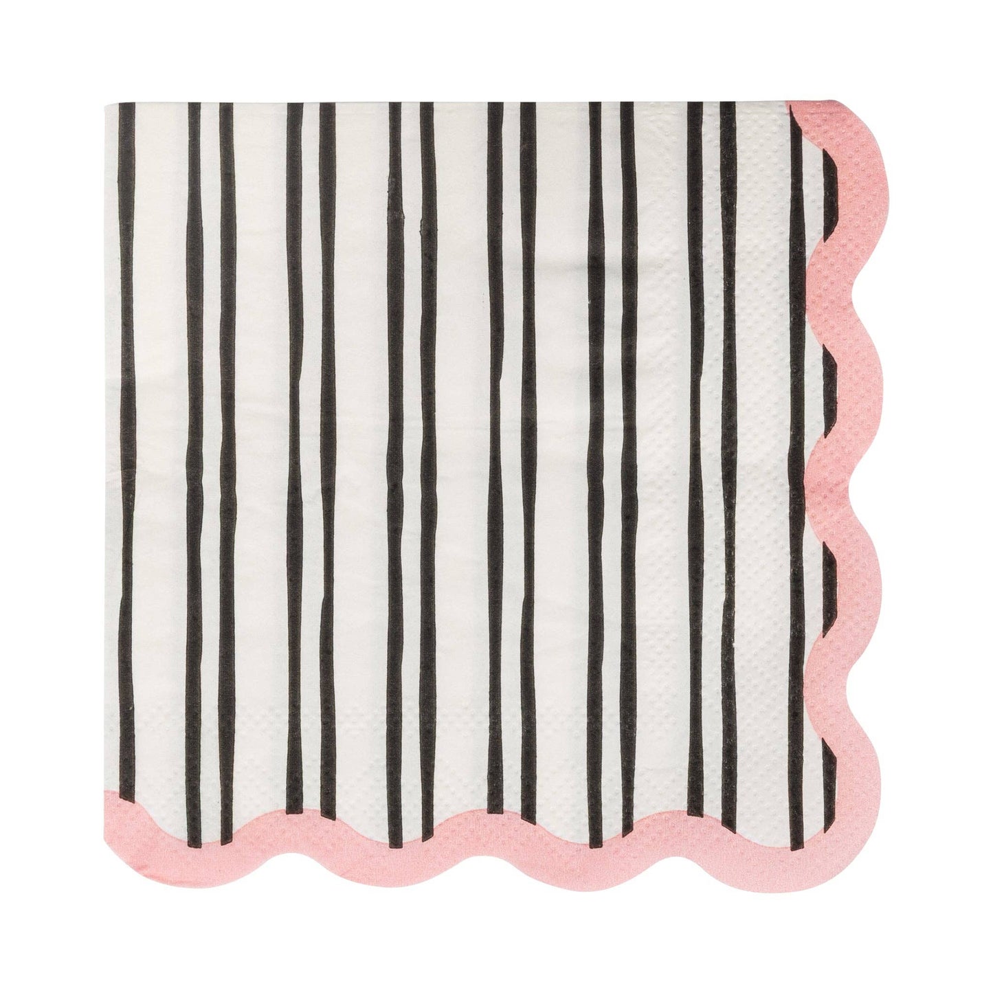 BLL1239 - White & Black Striped Cocktail Napkin