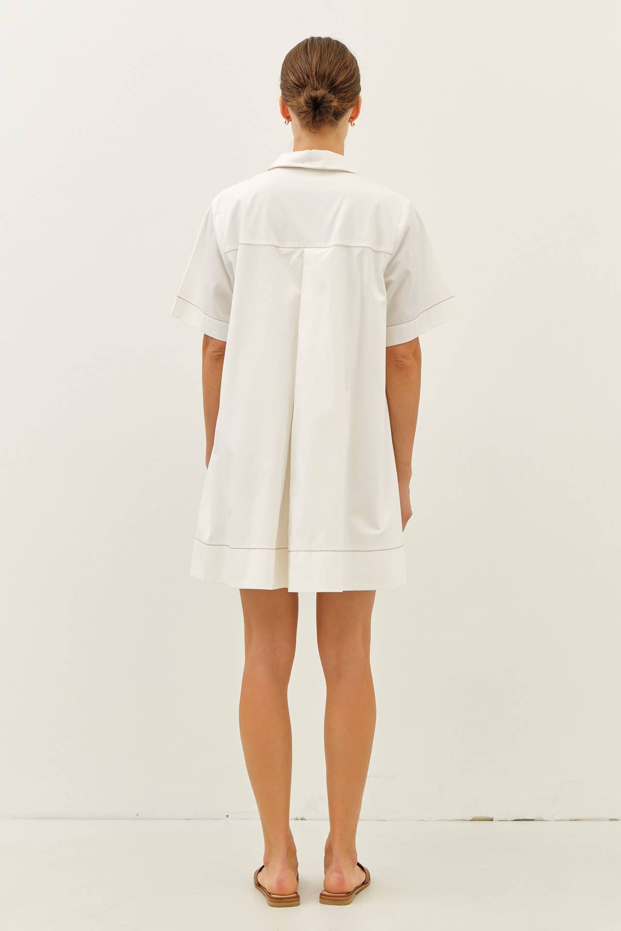 BREATHABLE A-LINE SHIRT DRESS WITH OVERSIZED SLVS