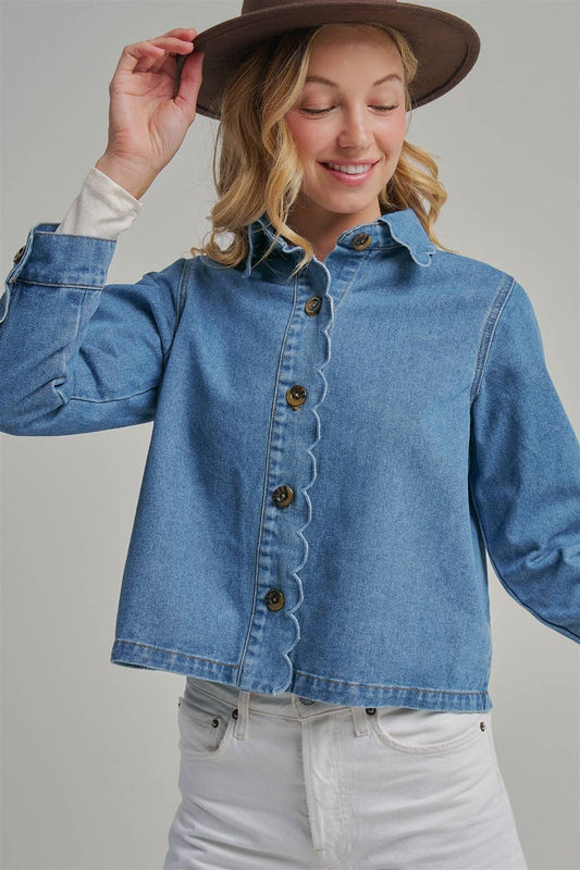 FALL DENIM JACKET WITH SCALLOP EMBROIDERY COLLAR_JLT00349-01