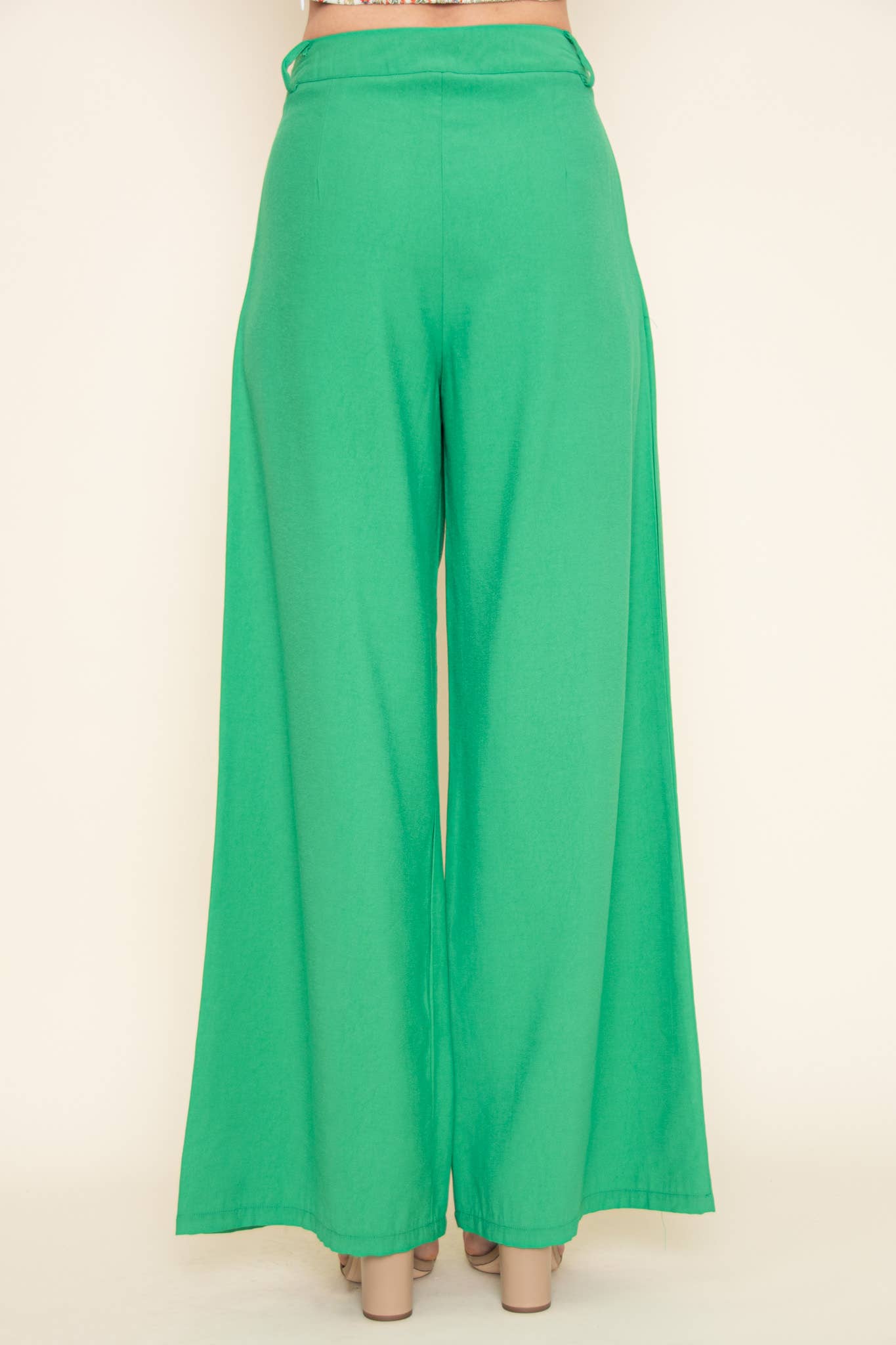 TRENDY PLEATED STRAIGHT LEG HIGH WAISTED TROUSERS -PI5491FO