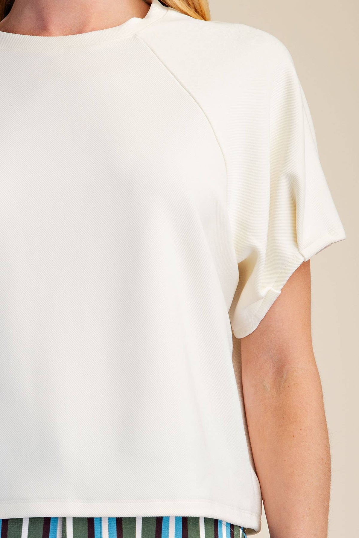 Round Neck Puff Short Sleeve Pullover Top