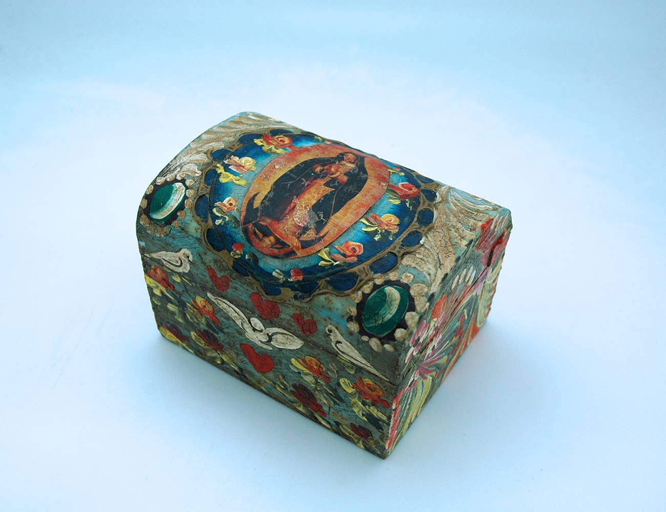Hand-Painted Mexican Wood Jewelry Box/Organizer