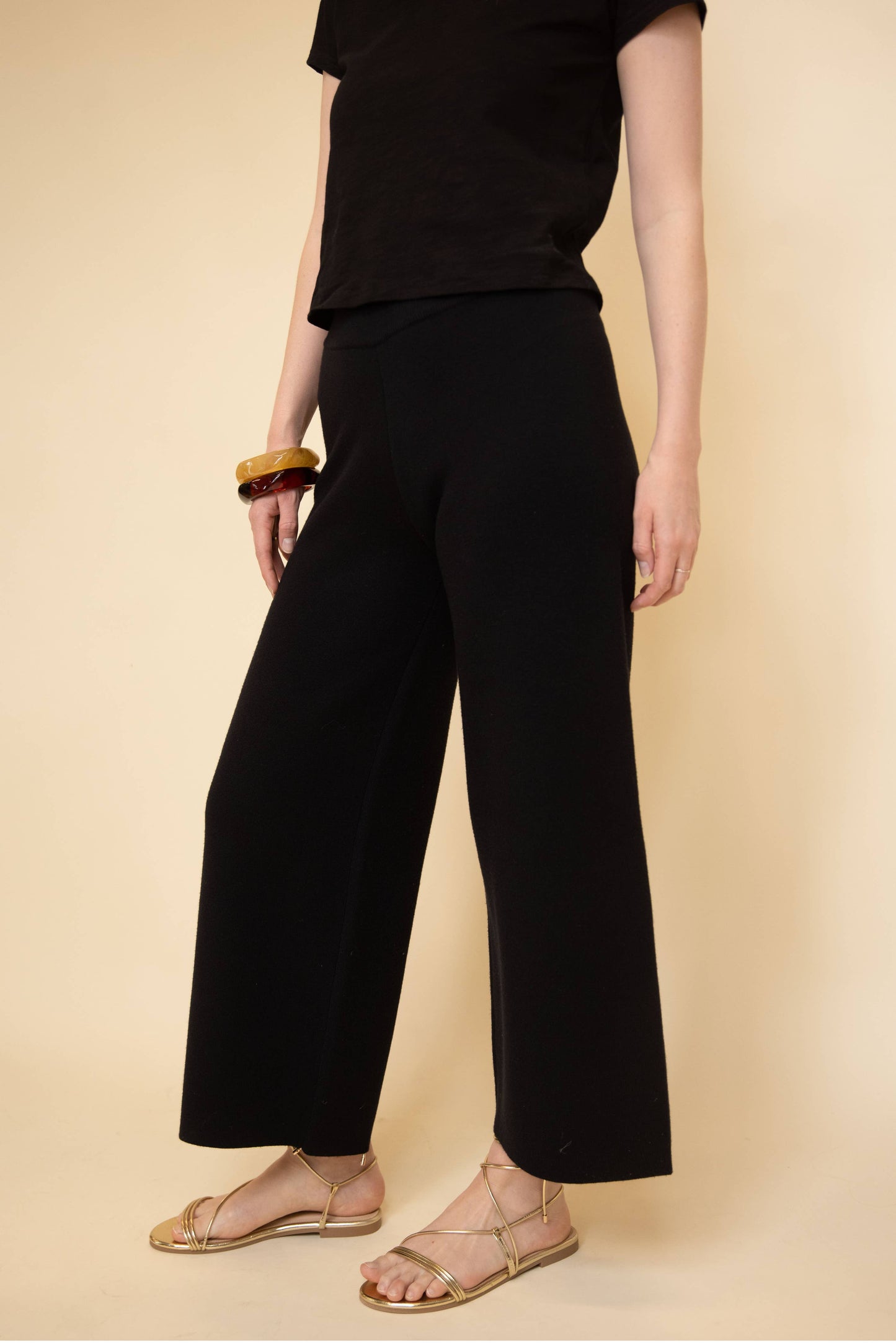 Knit Ankle Length Wide Leg Pants