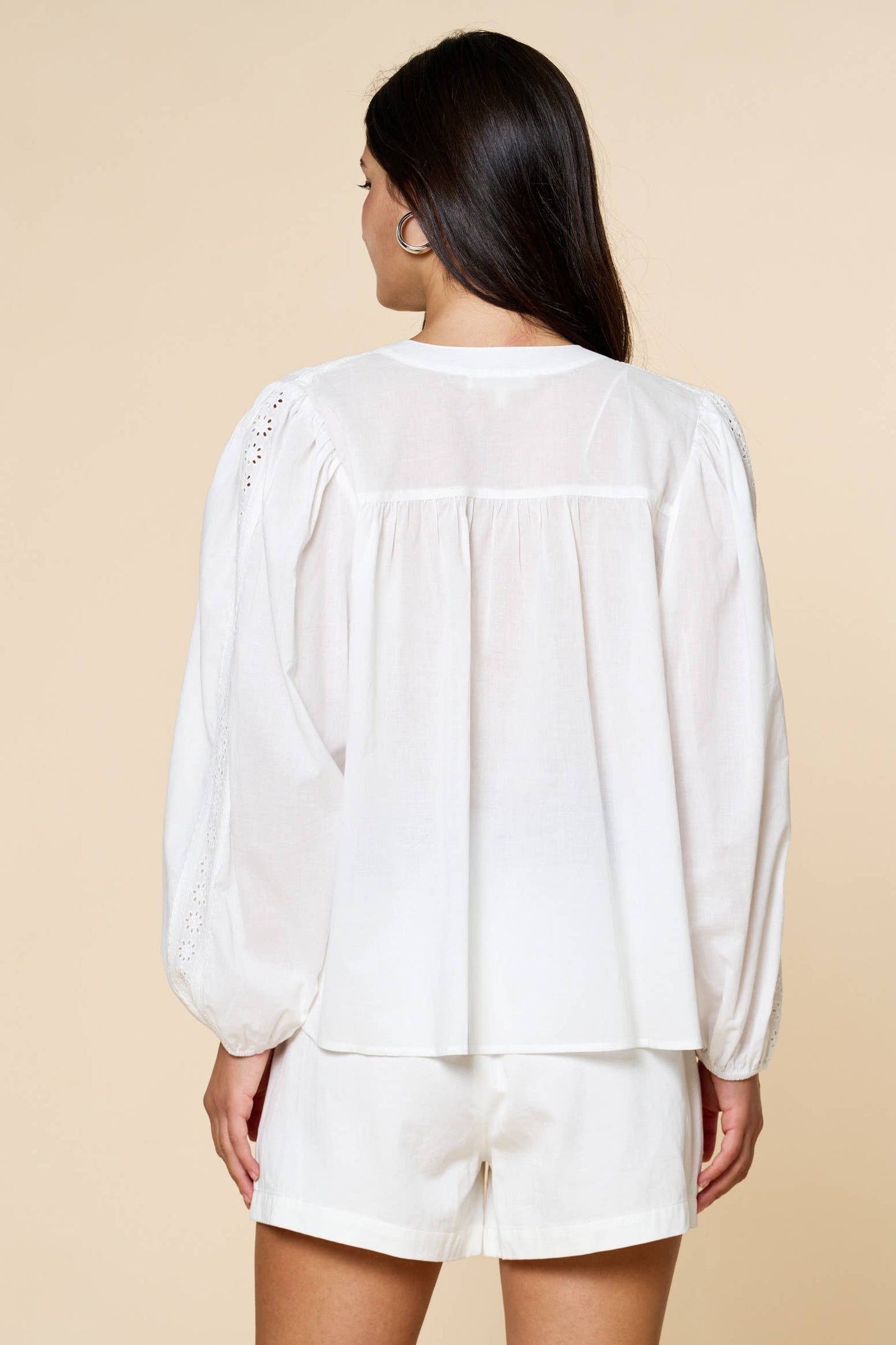 Floral Eyelet Balloon Sleeve Blouse