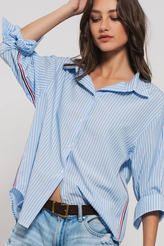 Twill Tape Detail and Button Down Casual Shirt
