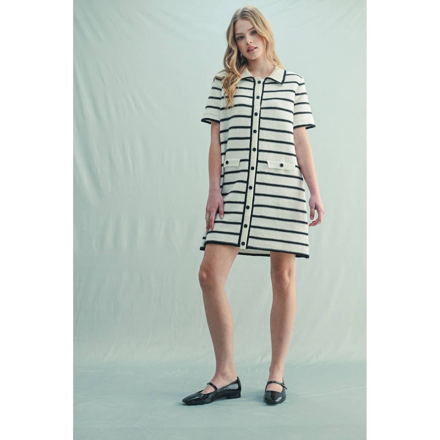 STRIPED SWEATER MINI DRESS / WL25-11386