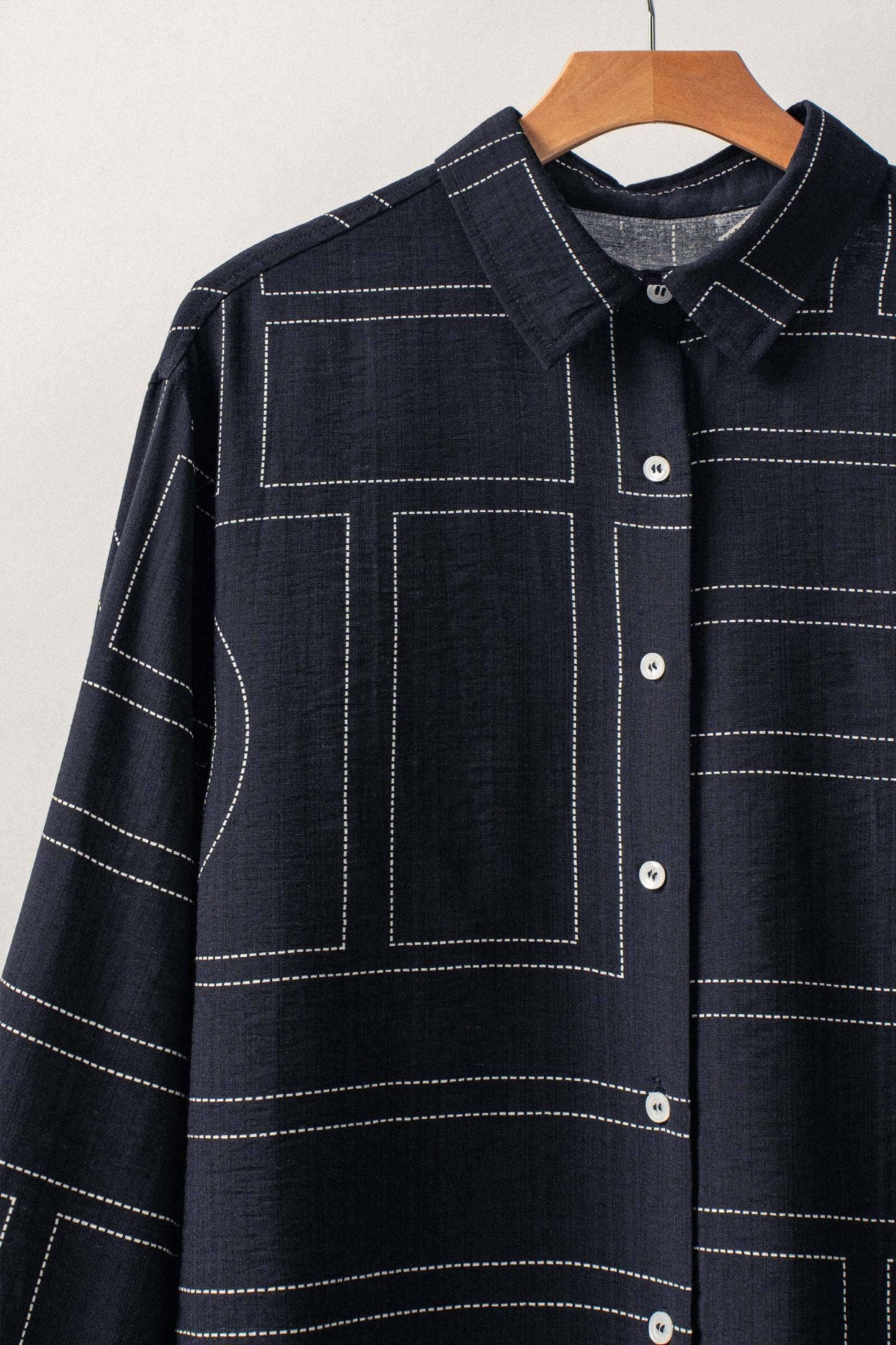 Modern Stitched Geometric Button-Up Shirt