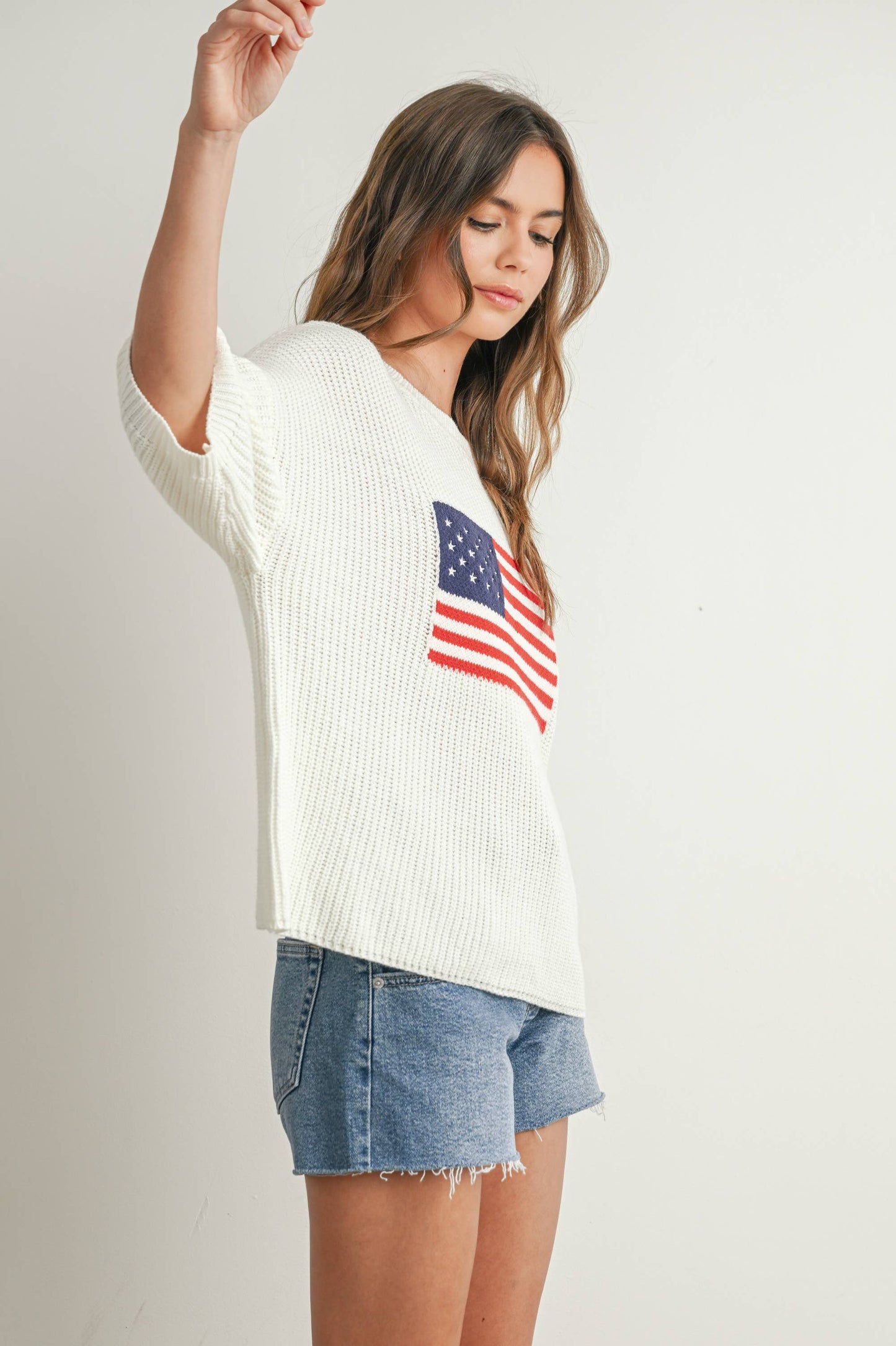 BMW7691 - FLAG PRINT KNIT SWEATER