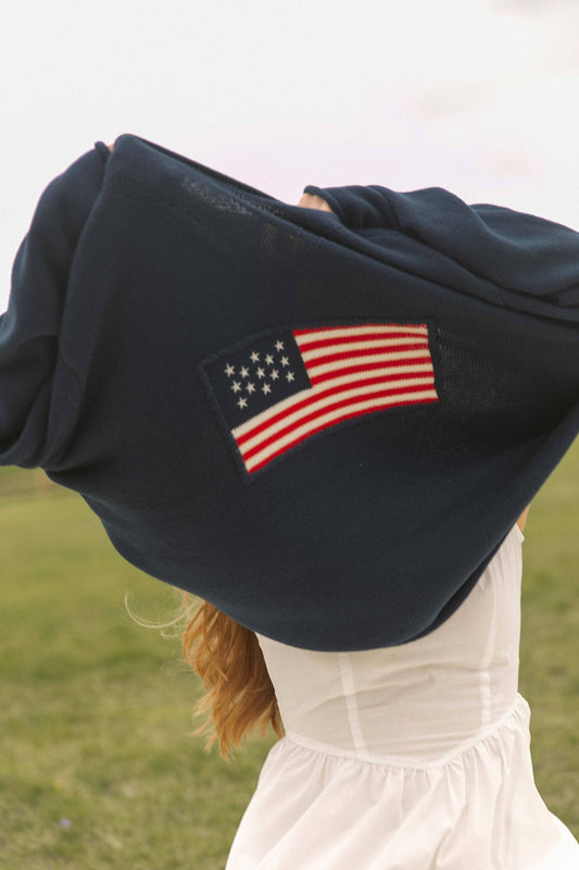 Cotton Knit American Flag Sweater