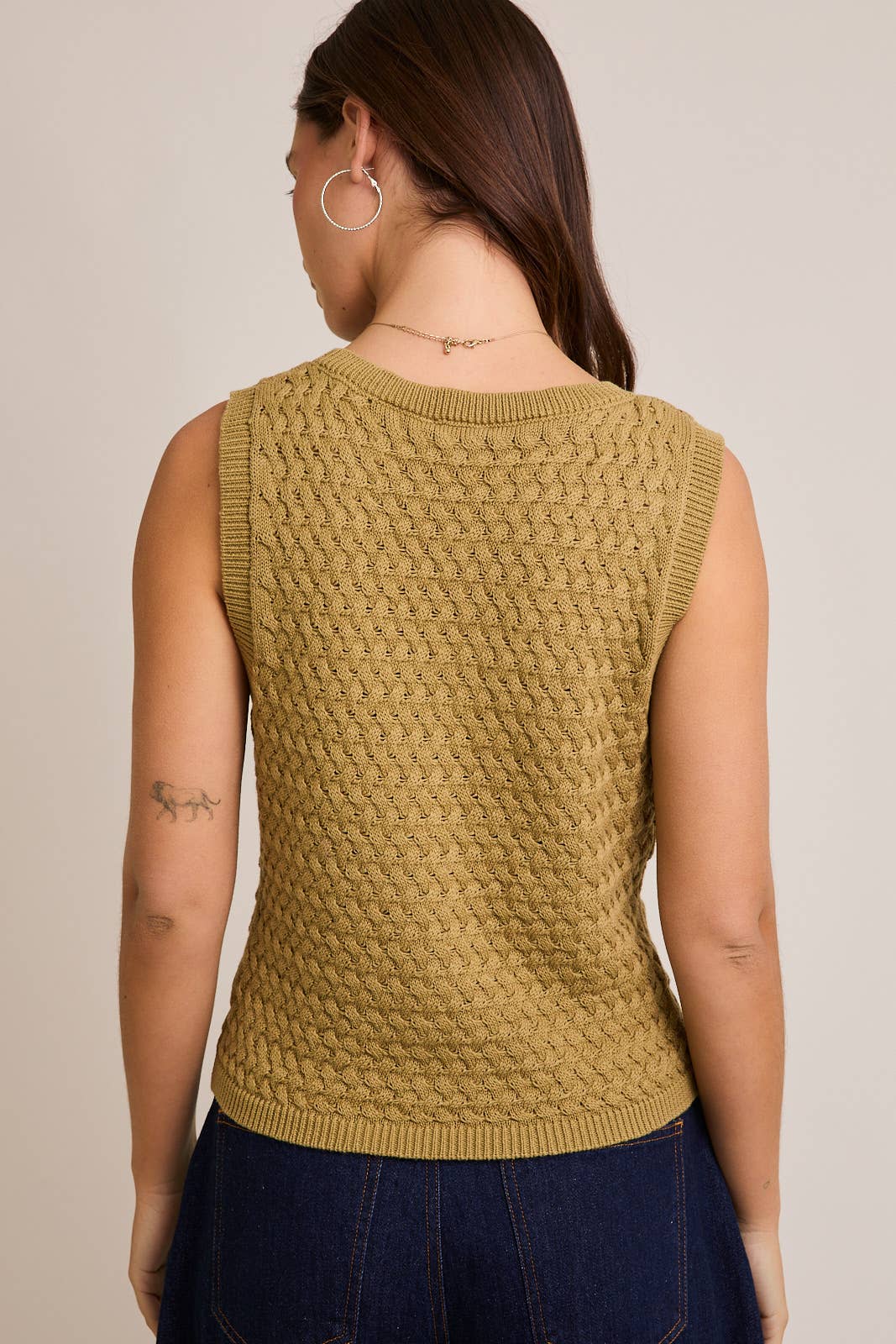 KNIT SWEATER VEST WITH FRONT BUTTONS