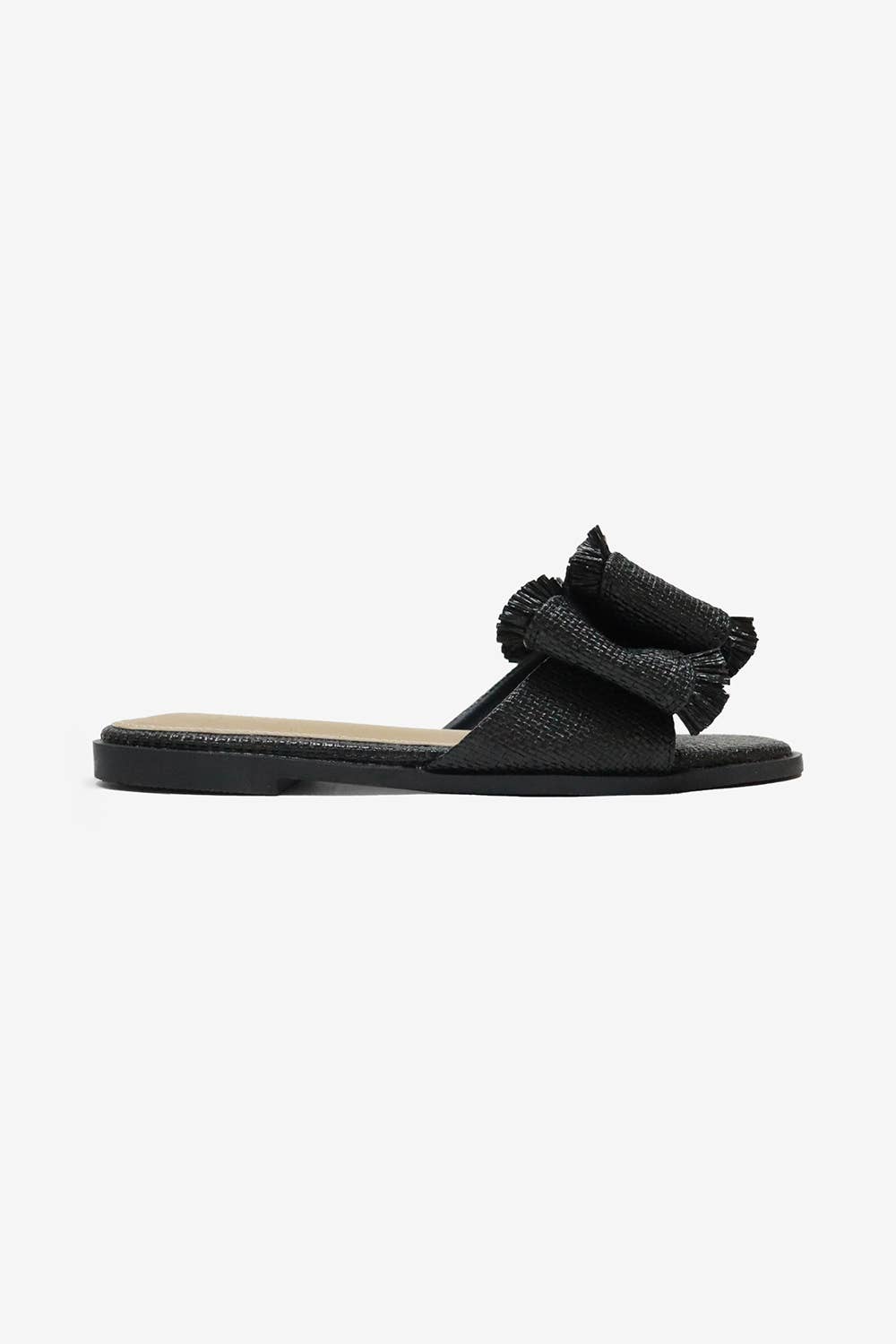 RESORT STAY - Raffia Bow Sandals, Beach Slide, Summer Flat