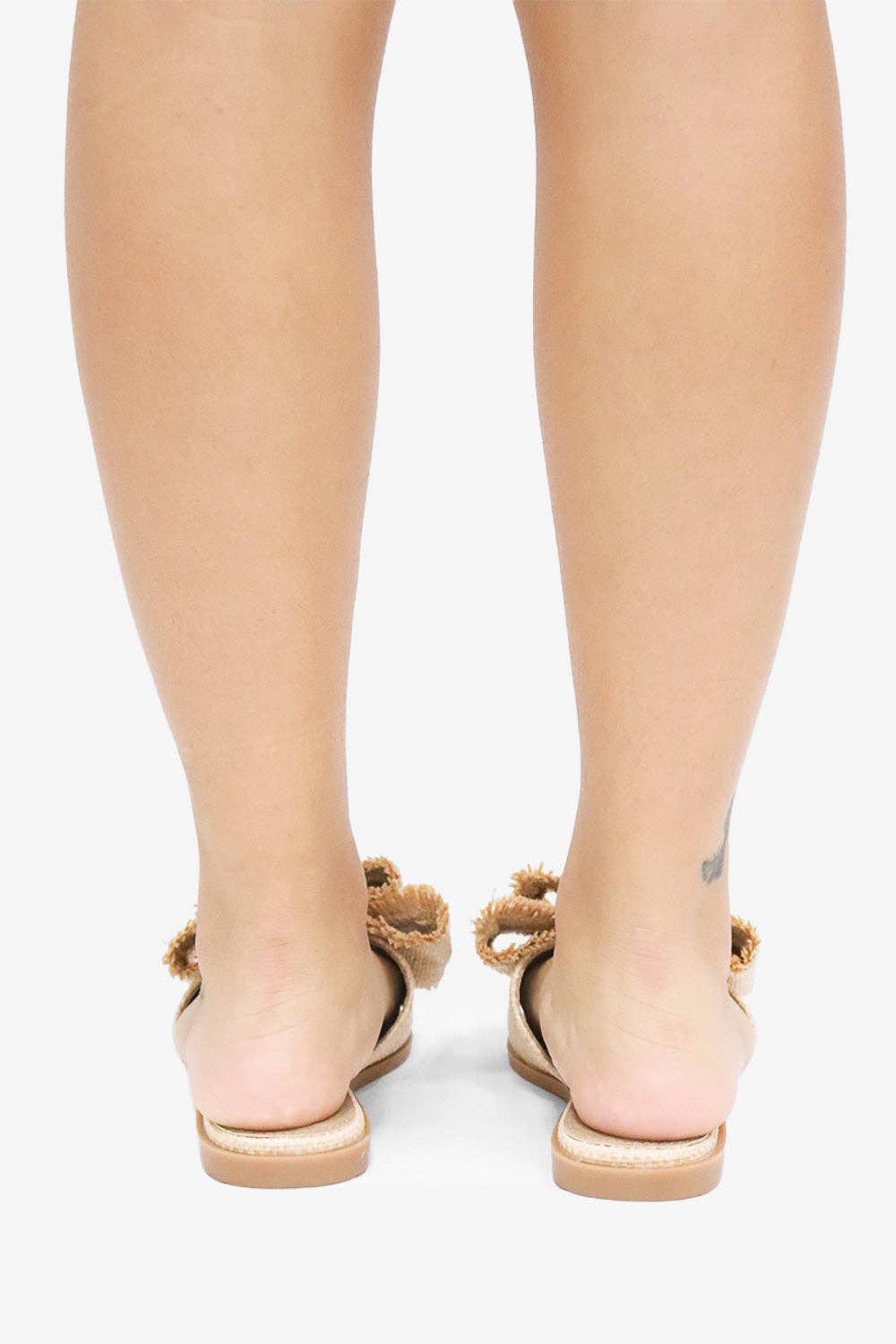RESORT STAY - Raffia Bow Sandals, Beach Slide, Summer Flat