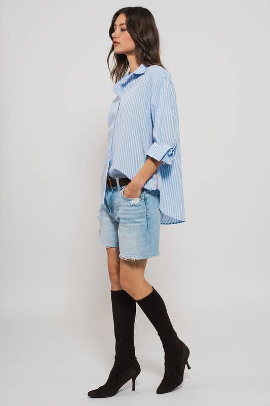 Twill Tape Detail and Button Down Casual Shirt