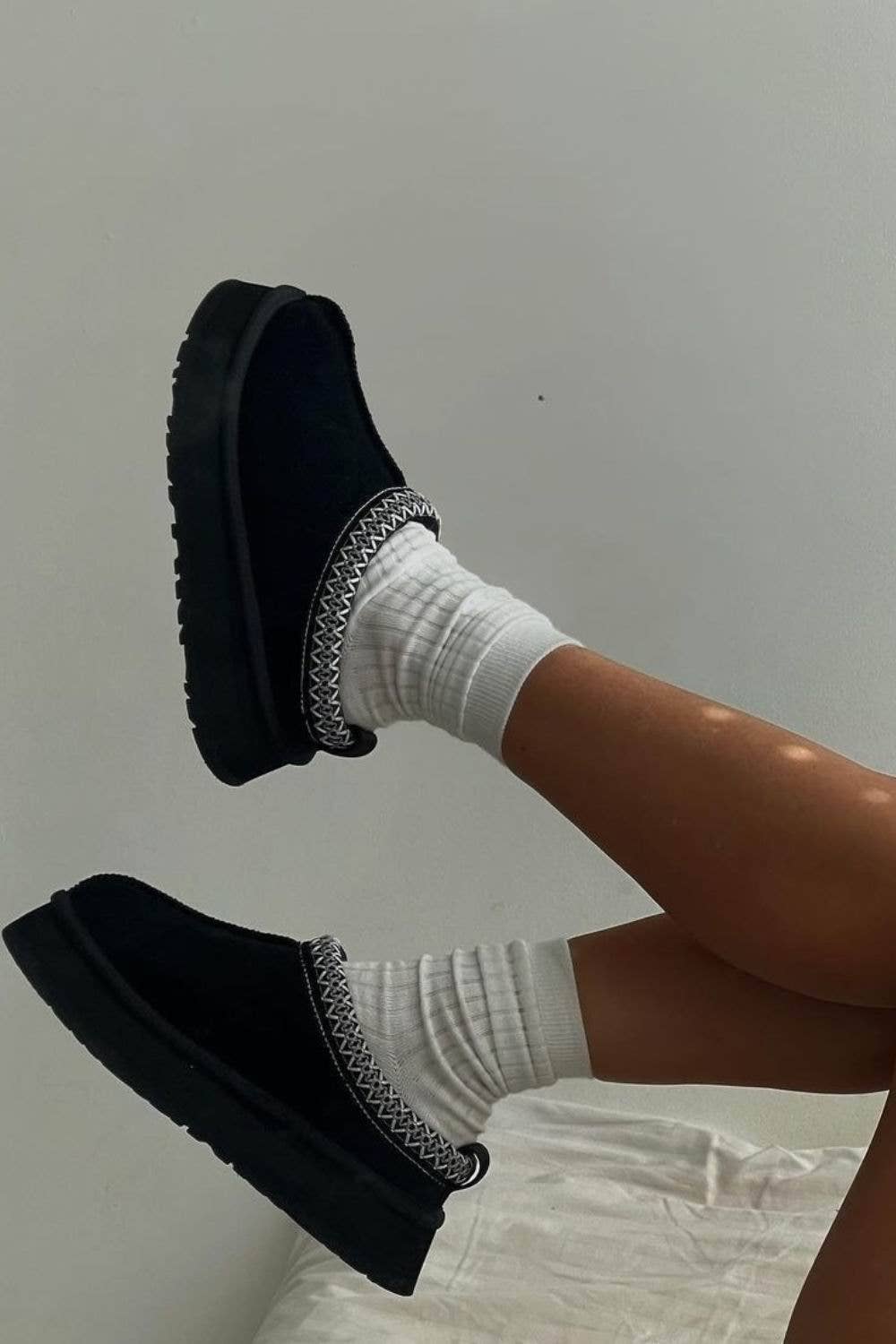 Women's Faux Fur Lined Slipper Platform Sliders Aztec Mules