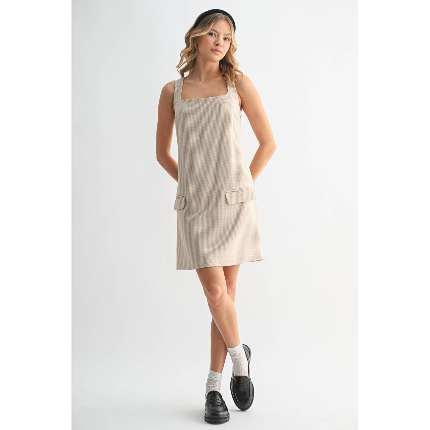 PLAID SQUARE NECK MINI DRESS / WL25-10971