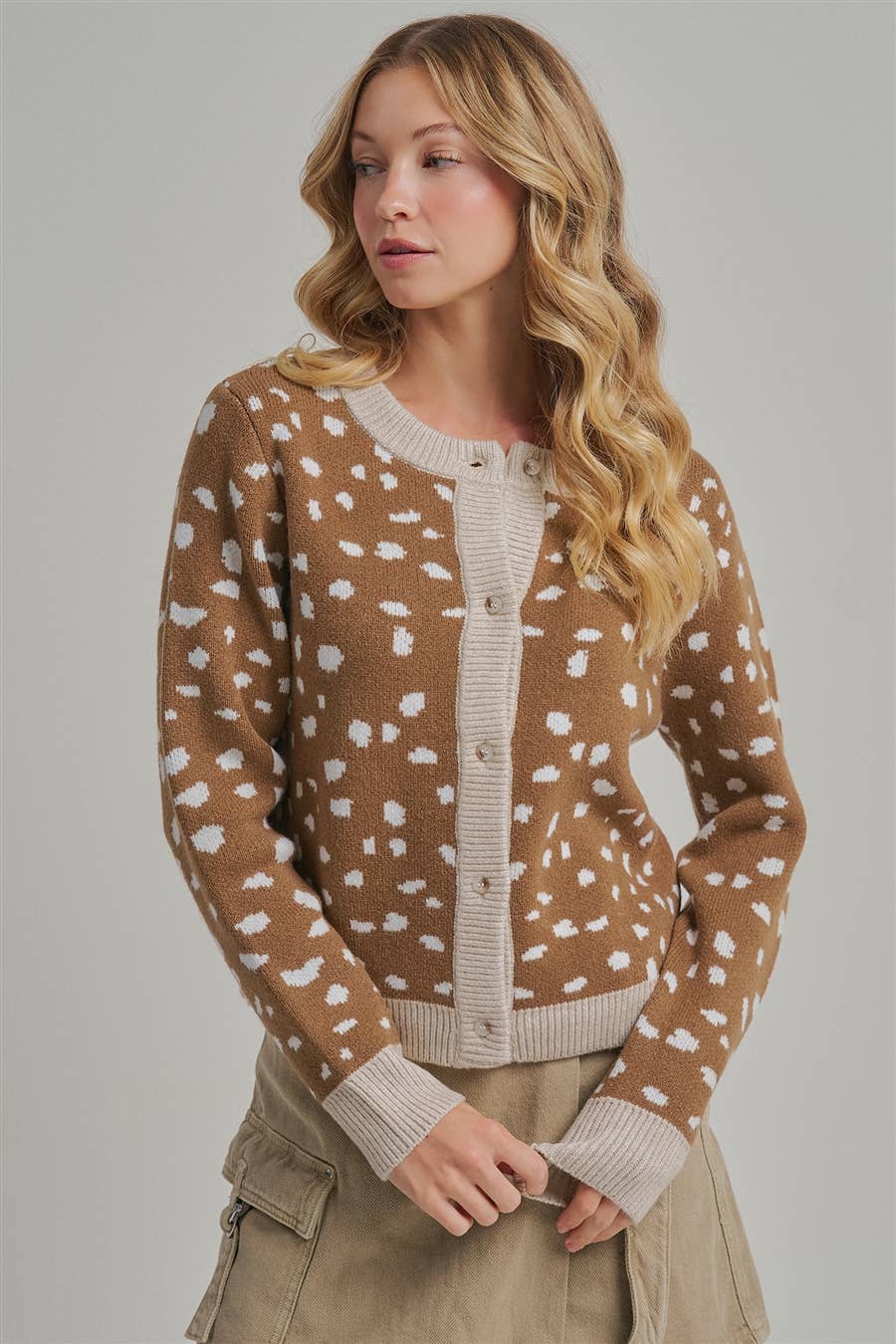 DEER PATTERN BUTTON DOWN FALL SWEATER CARDIGAN_JLT00359-01