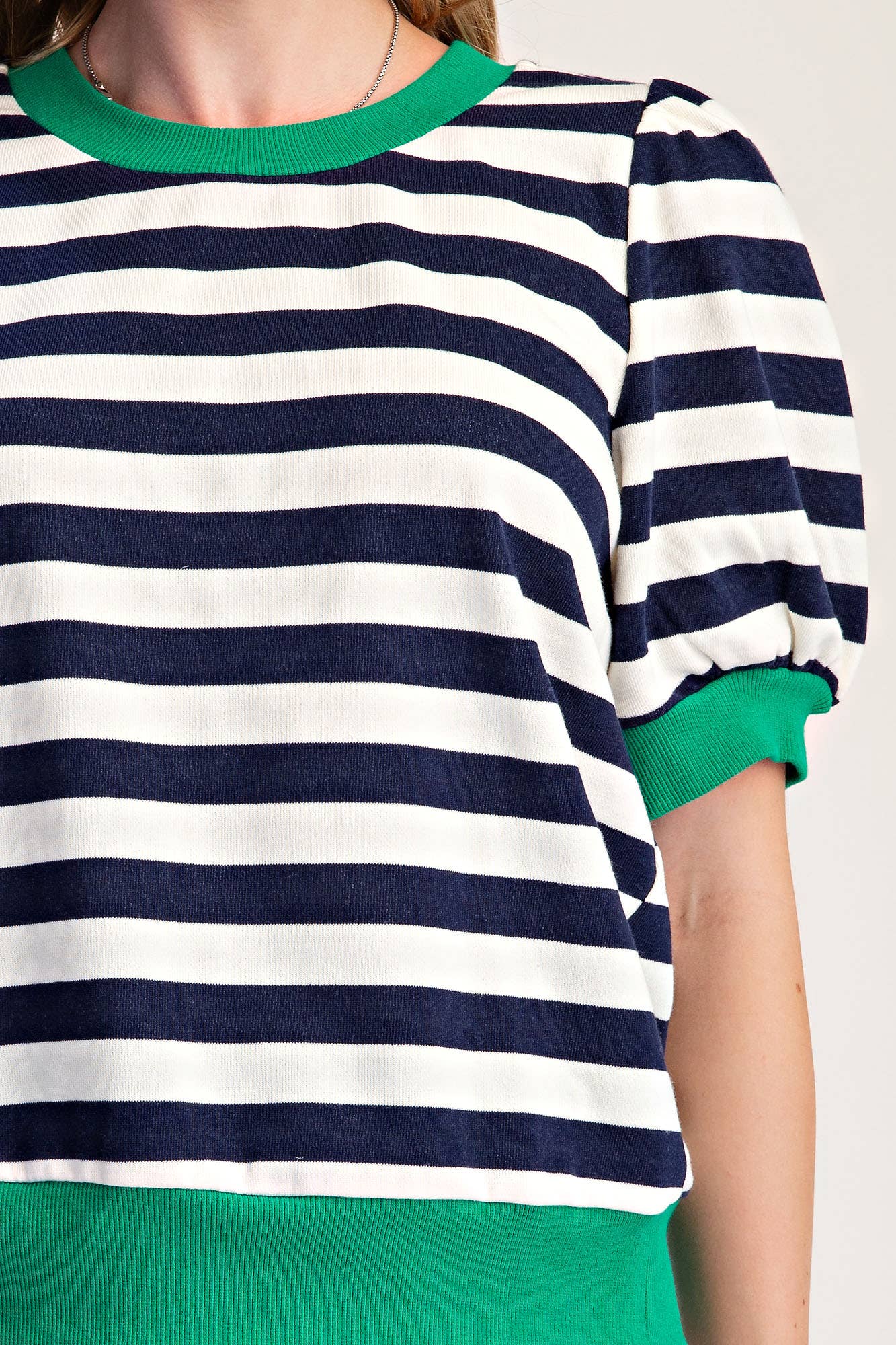 Stripe Sweatshirts Pullover Puff Sleeve