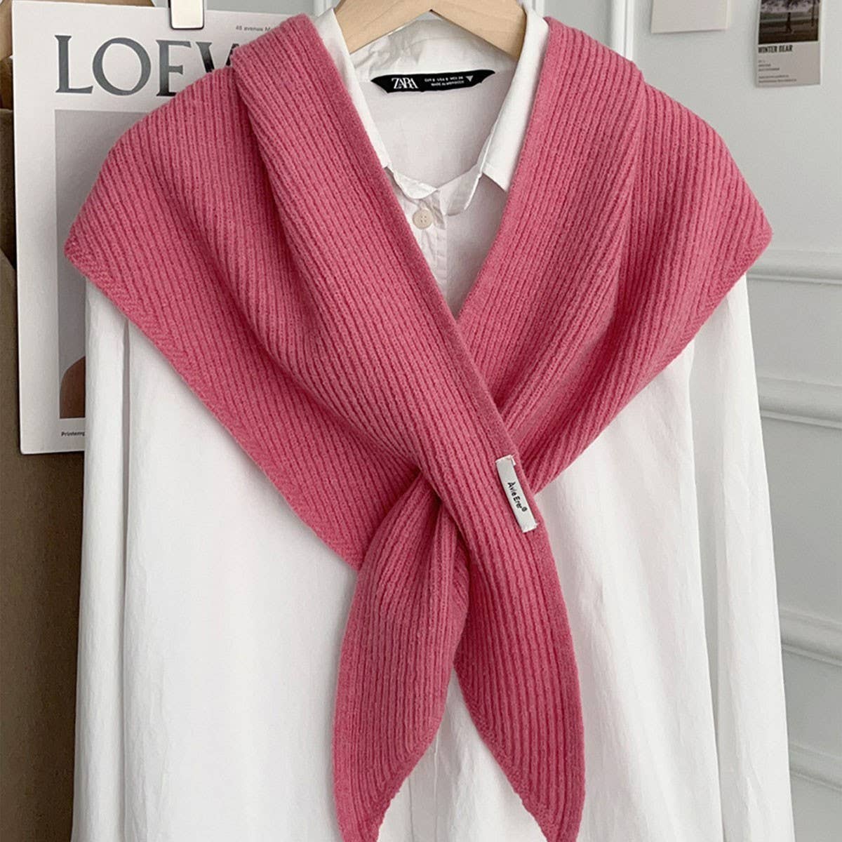 Solid Cross Triangle Shawl Casual Wrap_CWOV00265
