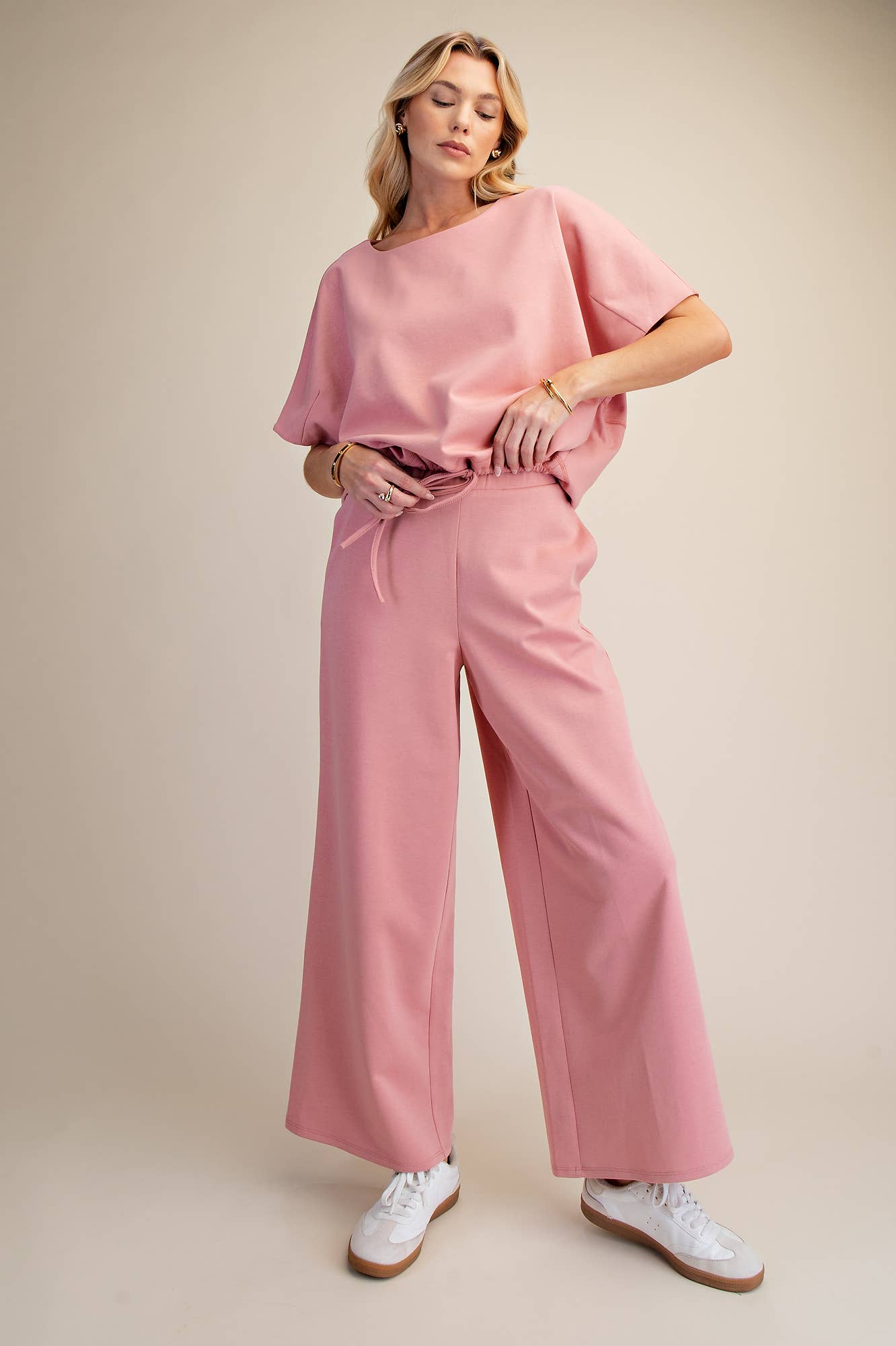 Waist Elastic Band Wide Leg Pants