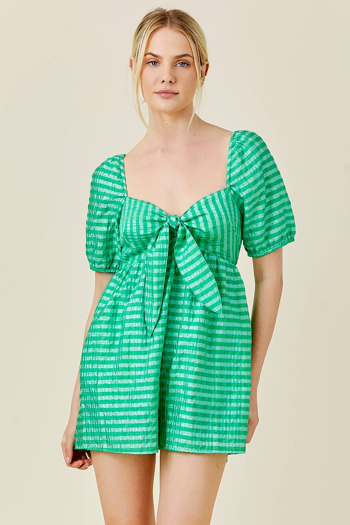 GINGHAM BUST TIE ROMPER