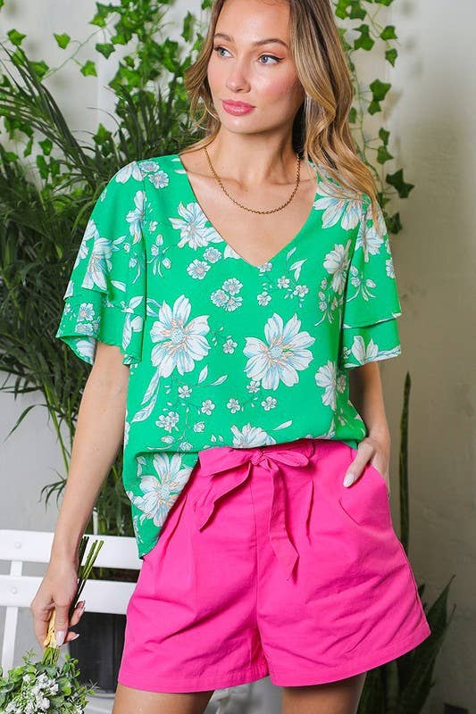 High-Rise Waist Tie 100% Cotton Shorts VP81178