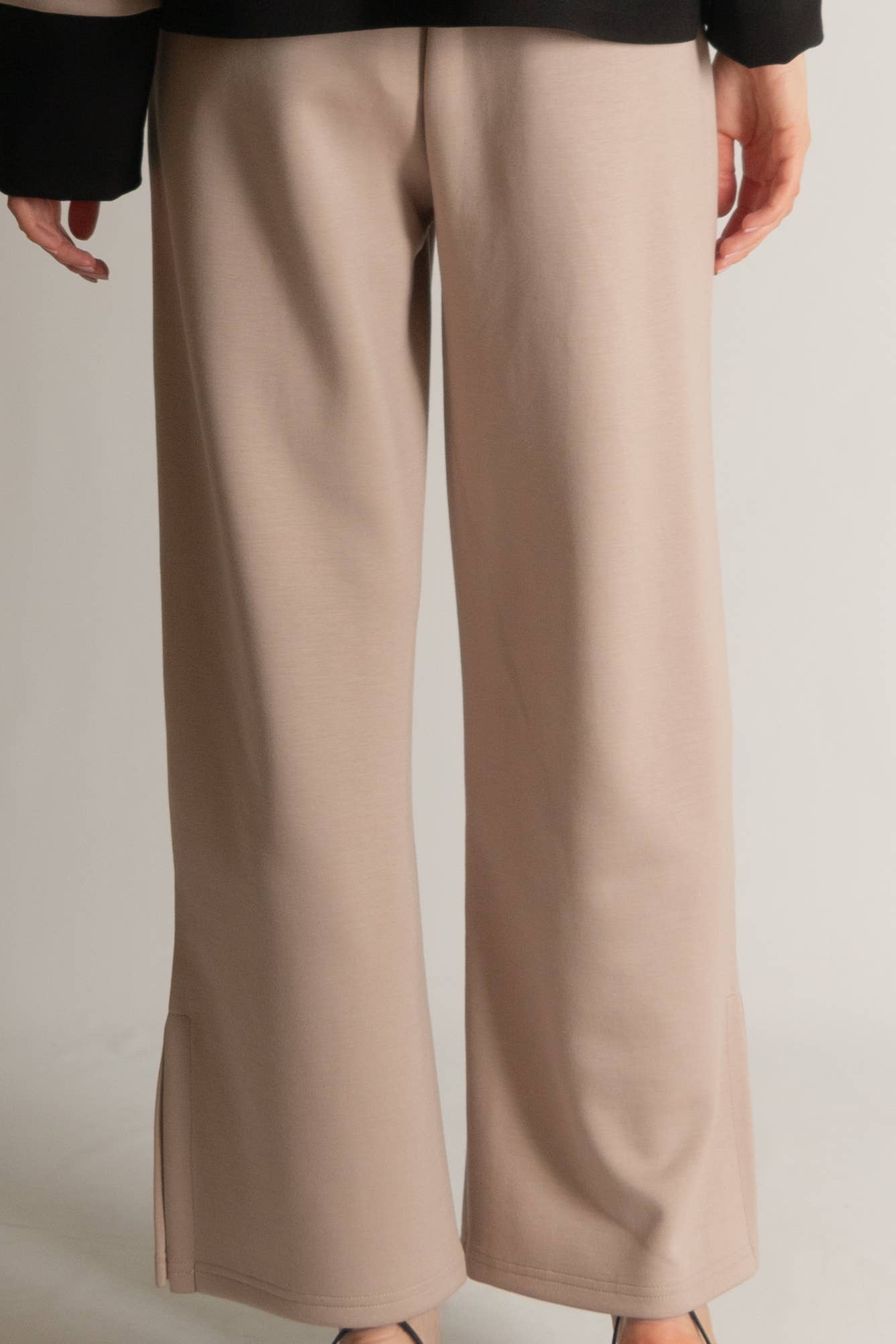 P. CILL Butter Modal Wide Leg Pants w/ Bottom Slit