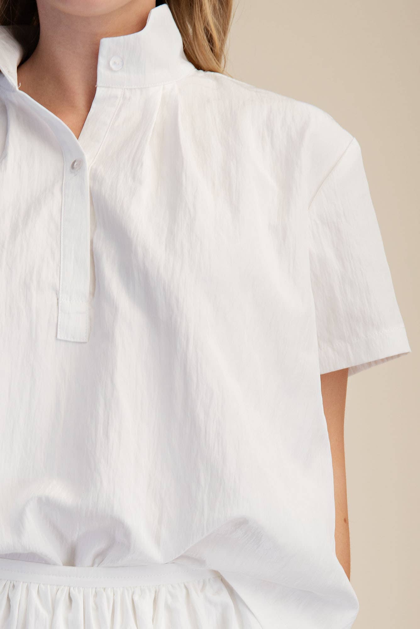 Stand Collar Short Sleeves Shirt